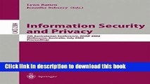 Books Information Security and Privacy: 7th Australian Conference, ACISP 2002 Melbourne,