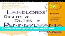 Books Landlords  Rights   Duties in Pennsylvania: With Forms (Self-Help Law Kit with Forms) Free