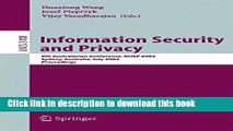 Ebook Information Security and Privacy: 9th Australasian Conference, ACISP 2004, Sydney,