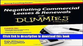 Ebook Negotiating Commercial Leases   Renewals For Dummies Full Download