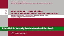 Ebook Ad-Hoc, Mobile and Wireless Networks: 8th International Conference, ADHOC-NOW 2009, Murcia,