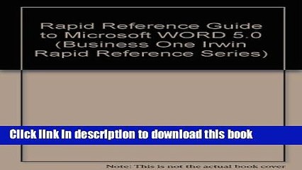 Ebook Rapid Reference Guide to Microsoft Word 5.0 Free Online