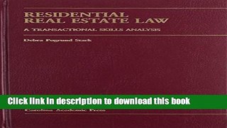 Ebook Residential Real Estate Law: A Transactional Skills Analysis Free Online