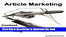 Ebook Article Marketing: Content Is King Free Download