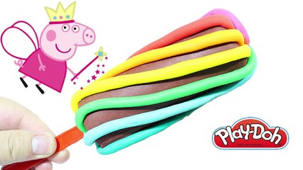 Play Doh Rainbow Ice Cream Popsicle for Peppa Pig español Toys Fun Creative Video For Kids