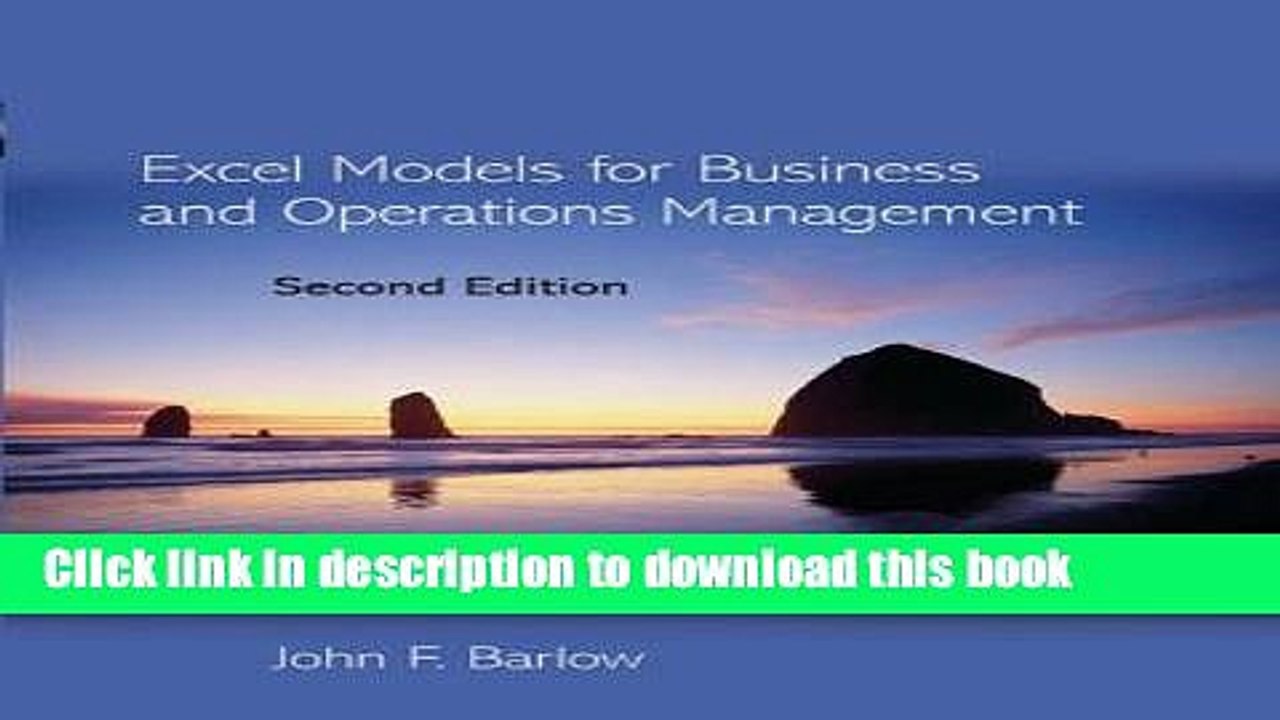 [Read PDF] Excel Models for Business   Operations Management +D3 Download Free