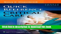 [Read PDF] Quick Reference to Critical Care Download Online