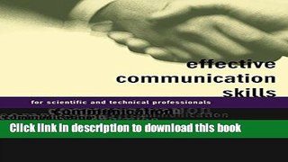 Ebook Effective Communication Skills For Scientific And Techinical Professionals Full Online