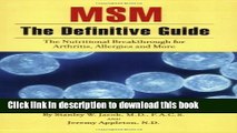 Books MSM the Definitive Guide: The Nutritional Breakthrough for Arthritis, Allergies and More