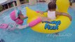 Funny baby swimming pool - Baby pool inflatable duck Lifeguard boat float quaker @LifiaTubeHD
