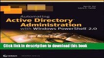 [Read PDF] Automating Active Directory Administration with Windows PowerShell 2.0 Ebook Free
