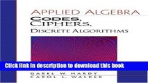 Books Applied Algebra: Codes, Ciphers, and Discrete Algorithms Free Online