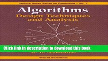 Books Algorithms: Design Techniques and Analysis (Lecture Notes Series on Computing) Full Download