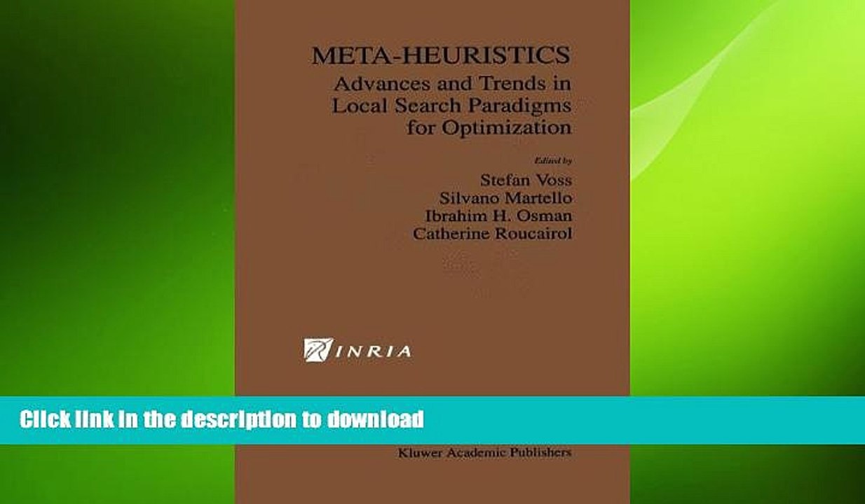 FAVORIT BOOK Meta-Heuristics: Advances and Trends in Local Search Paradigms for Optimization READ