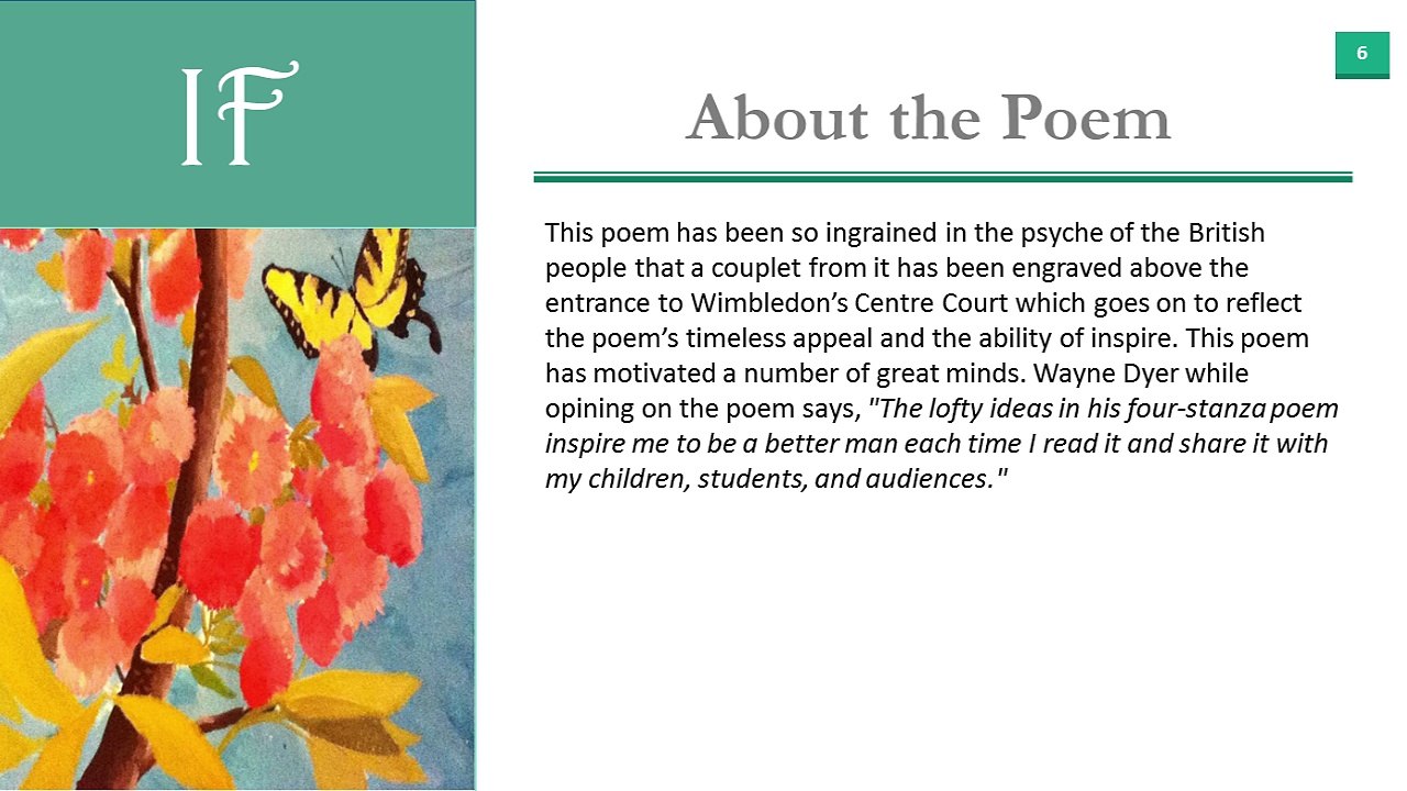 IF by Rudyard Kipling- Summary and Analysis