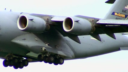 US Air Force C-17 Lands Boston Logan 2-22-2012