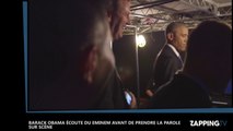 Barack Obama écoute du Eminem avant de prendre la parole sur scène