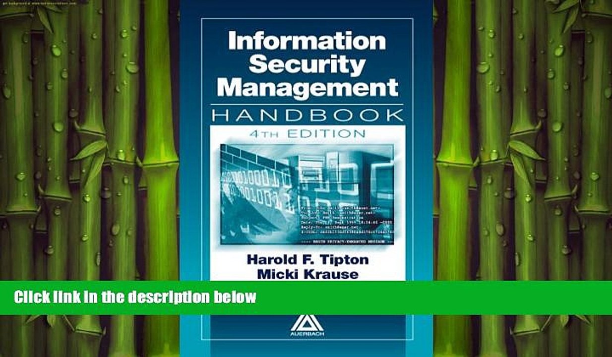FREE DOWNLOAD  Information Security Management Handbook, Fourth Edition, Volume I READ ONLINE