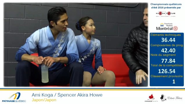 Justine Brasseur et Mathieu Ostiguy 2016 Championnats québécois d'été - FS