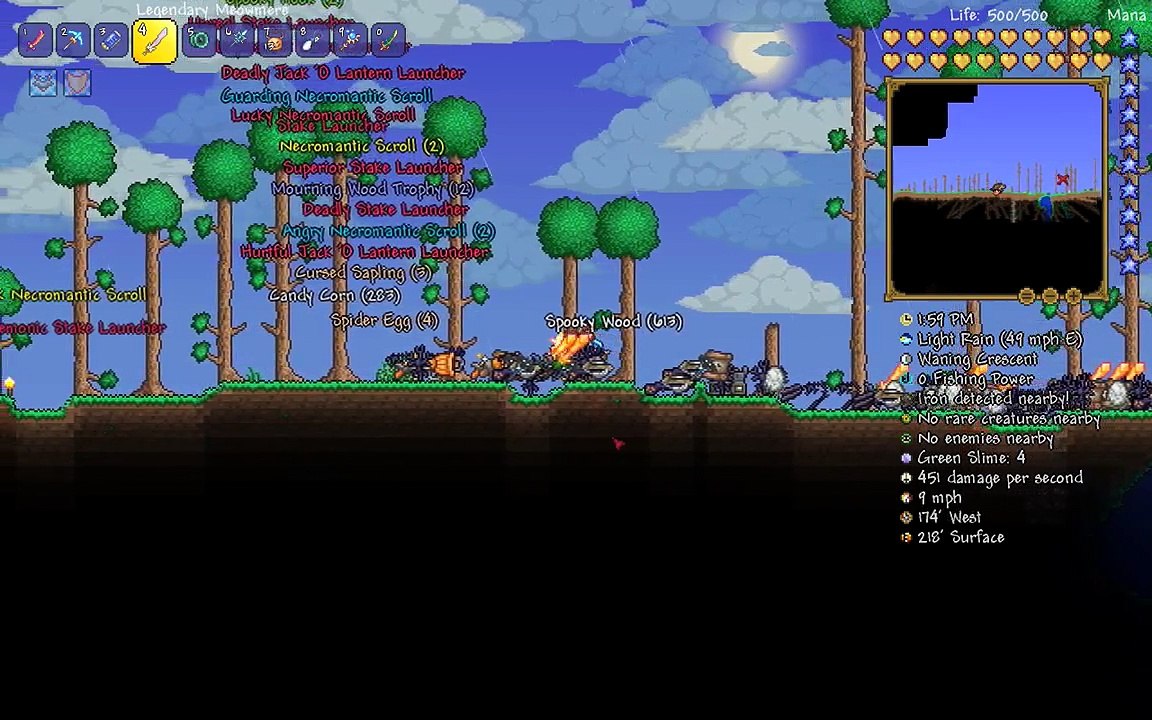 Collecting loot from INSANE Pumpkin moon- Terraria