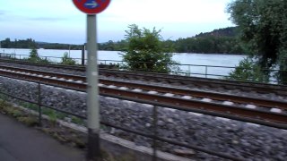 train tracks along the Rhine River, Rudesheim, Germany