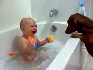 Bath time fun. Super cute!