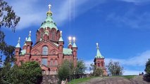 Glowing crosses at Uspenski Orthodox Church Helsinki Finland