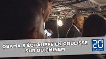 Obama s’échauffe sur du Eminem avant de prendre la parole