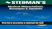 [Popular] E_Books Stedman s Medical Abbreviations, Acronyms   Symbols (Stedman s Abbreviations,