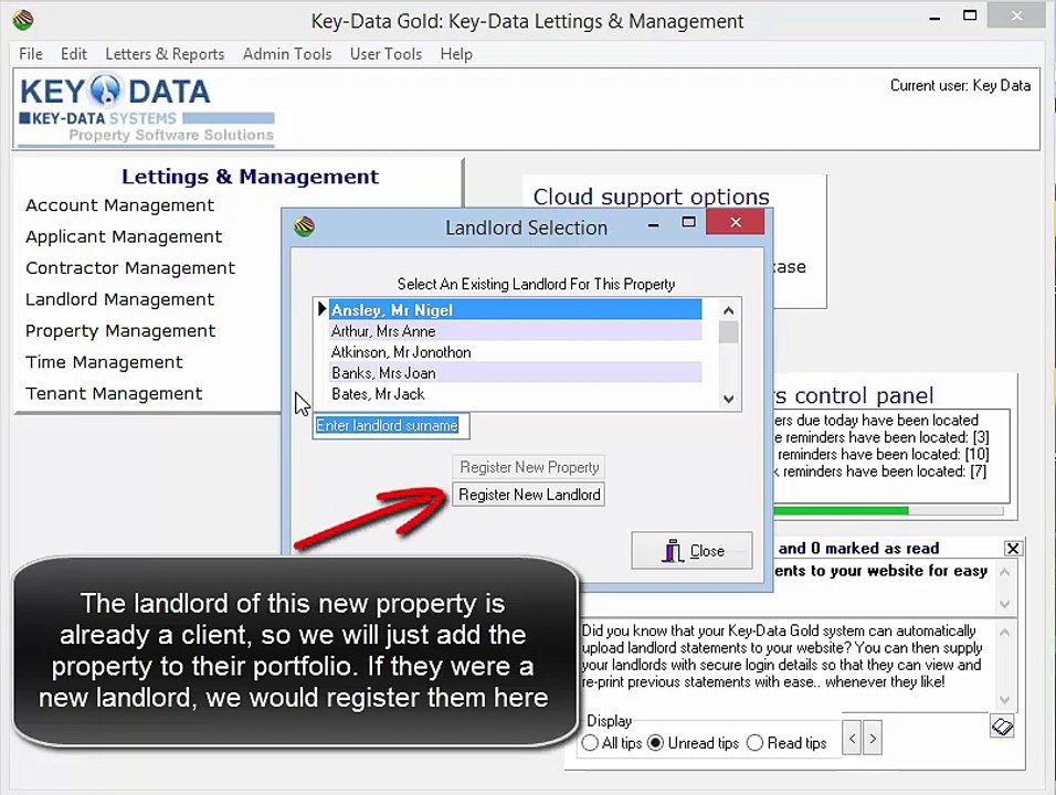 Adding a New Owner, Property, and Tenant - Key-Data Gold