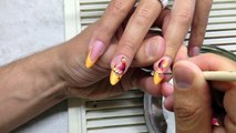 AMAZING TROPIC FLOWERS ON NAILS ONLY FOR 3 STROKES AND SOME BLACK LINES!