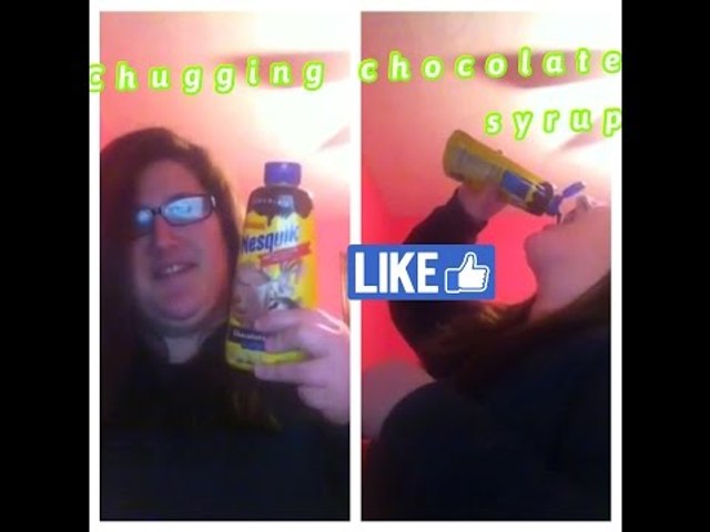 Chugging chocolate syrup ends up puking