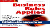 [Popular] E_Books Business Rules Applied: Building Better Systems Using the Business Rules