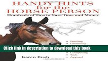 [Popular Books] Handy Hints for the Horse Person: Hundreds of Tips to Save Time and Money Full