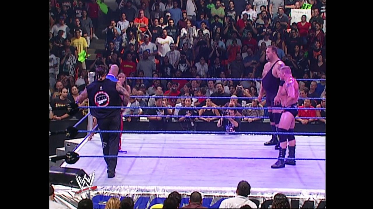 Stephanie McMahon Confronts Brock Lesnar & Kurt Angle & The Undertaker & Big Show SmackDown 08.28.2003 (HD)