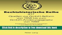 [Full] Quellen zur GmbH-Reform von 1958 bis zum GmbH-Aenderungsgesetz von 1980: Eingeleitet und