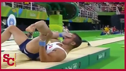 Scary injury French gymnast Samir leg broken