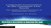 Books Corporate Governance in the Common-Law World: The Political Foundations of Shareholder Power