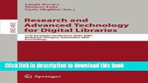[Popular Books] Research and Advanced Technology for Digital Libraries: 11th European Conference,
