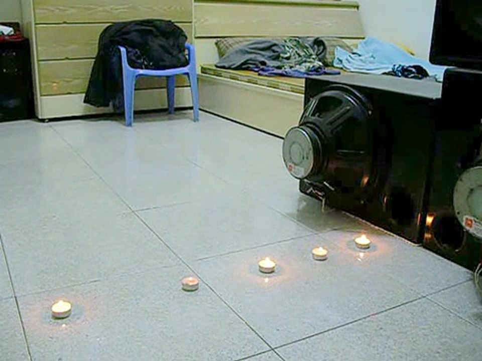 JBL 15吋低音.風吹很遠.DIY 15" Subwoofer box. blow out candles