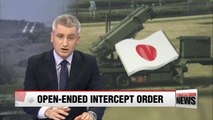 Japan to intercept any incoming N. Korean missile for 3 months