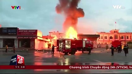 Quảng Ninh- Xe bồn bốc cháy khi đang tiếp xăng