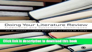 [Popular] Books Doing Your Literature Review: Traditional and Systematic Techniques Free Online