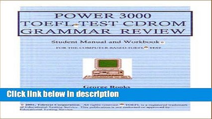 Books Power 3000 TOEFL Test CDROM Grammar Review : A Tutorial With 3000 Questions (150 Practice