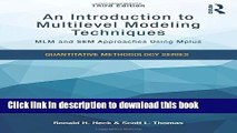 [Download] An Introduction to Multilevel Modeling Techniques: MLM and SEM Approaches Using Mplus,