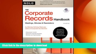 FAVORIT BOOK Corporate Records Handbook, The: Meetings, Minutes   Resolutions (book with CD-Rom)