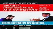 [Popular] Books Essentials Of The Reid Technique: Criminal Interrogation and Confessions Free Online