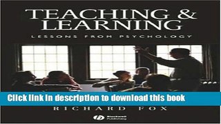 Books Teaching and Learning: Lessons from Psychology Popular Book