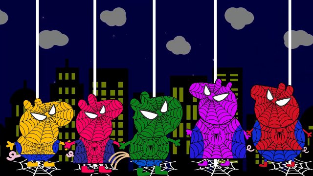 SpiderMan Peppa pig Family saviors The Beast #3 Finger Family and 5 Little Peppa (inside out)
