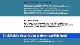 [PDF] Entwicklung und Struktur der Retina und des Tapetum lucidum des Hundes (Advances in Anatomy,